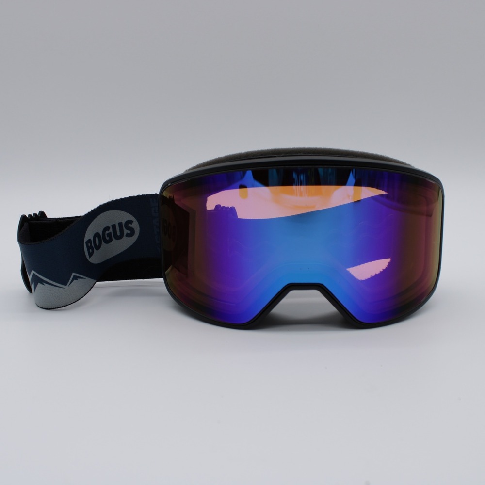 Stage Bogus Ski Snowboard Goggles Iridescent Mirror Lens Navy Mountain Strap